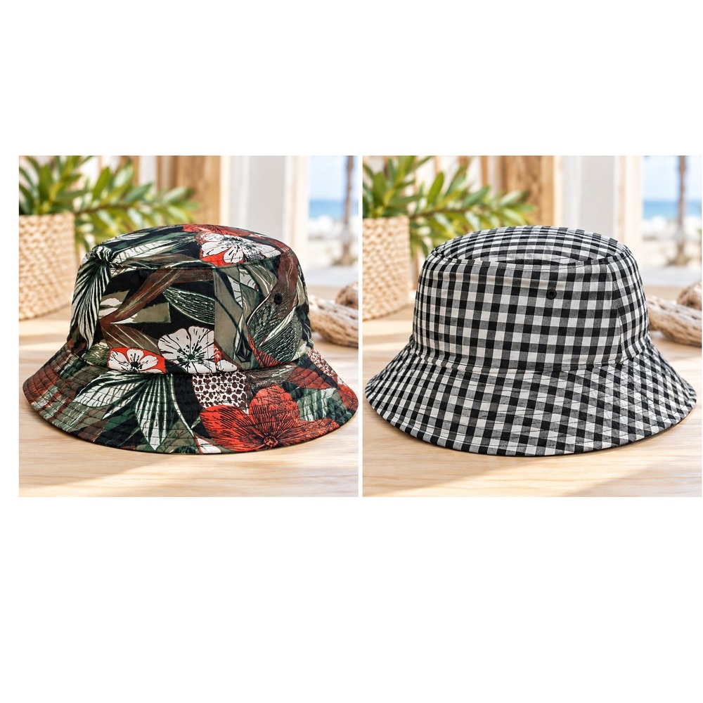 Volcom x Coco Ho Reversible Tropical Gingham Women's Bucket Hat One Size NEW